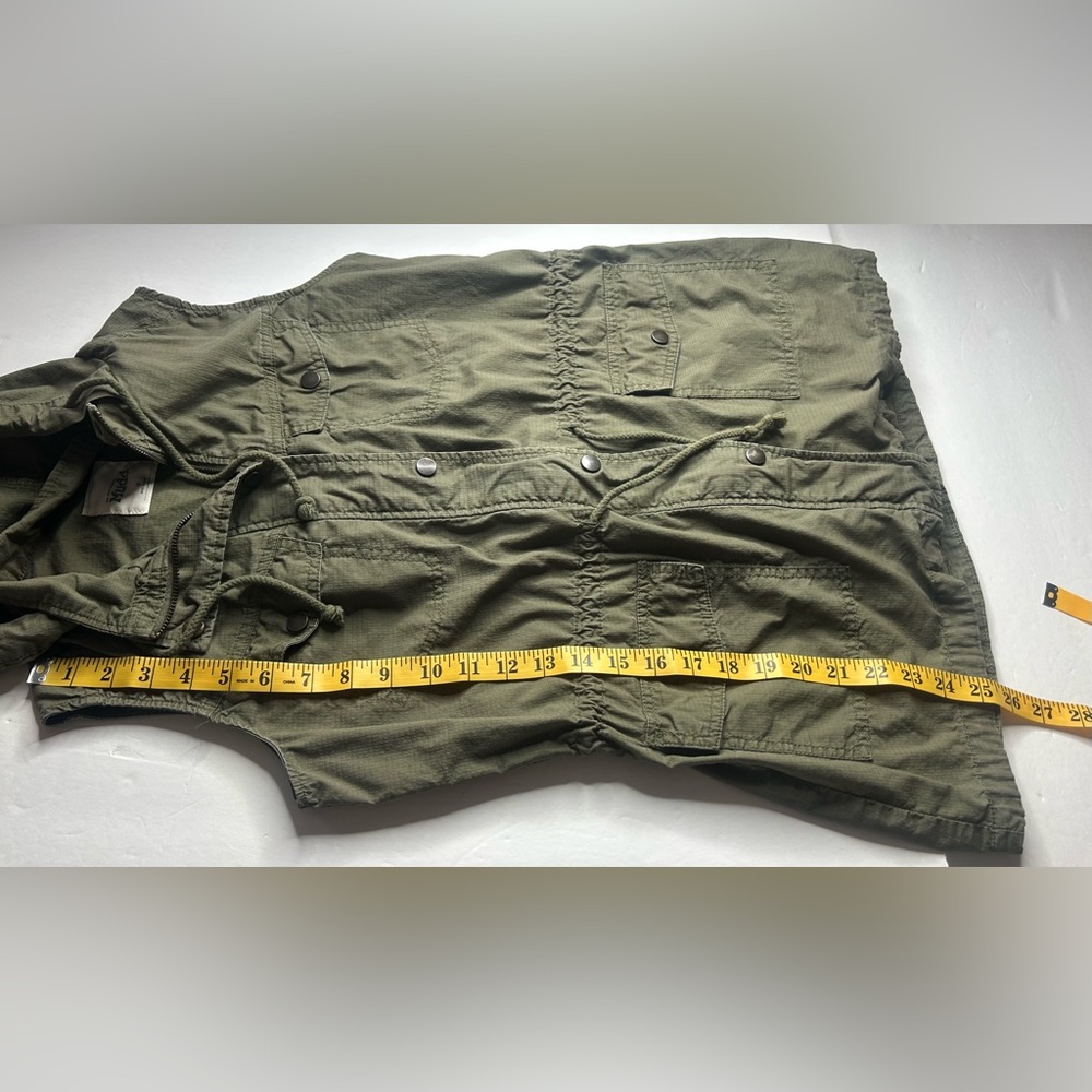 Mudd Army Green Women's Utility Hooded Vest Sz M EUC Gorpcore Military Chore - Picture 7 of 10